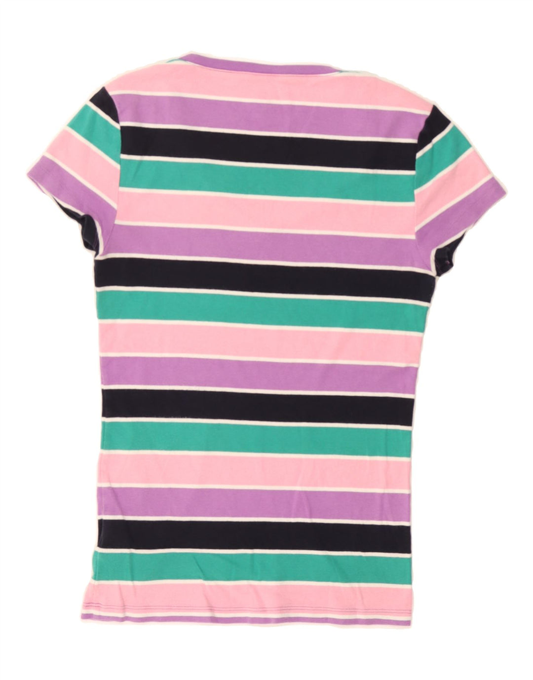 TOMMY HILFIGER Womens T-Shirt Top UK 12 Medium Multicoloured Striped Vintage Tommy Hilfiger and Second-Hand Tommy Hilfiger from Messina Hembry 