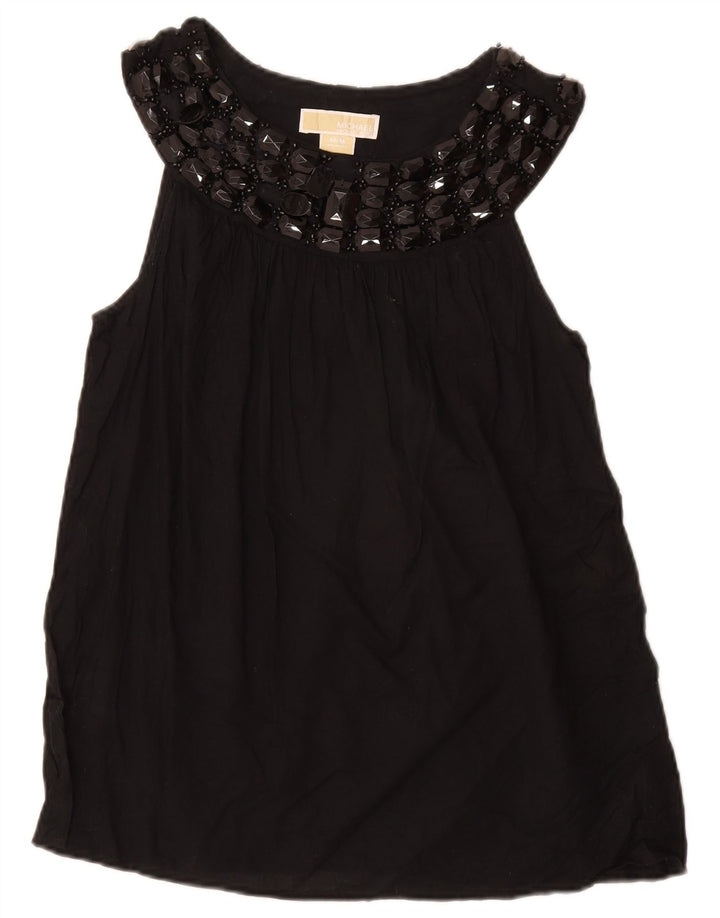 MICHAEL KORS Γυναικεία αμάνικη μπλούζα τοπ UK 12 μεσαία μαύρη βαμβακερή