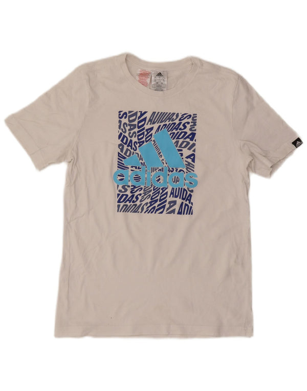 Γραφικό T-Shirt Adidas Boys Top 13-14 ετών Λευκό βαμβακερό