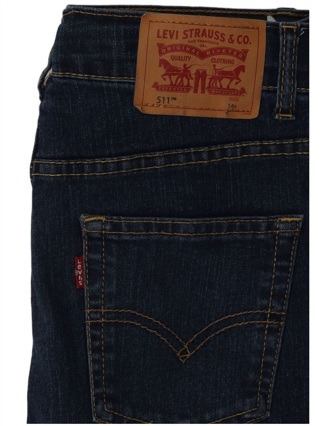 Levi's Boys 511 Slim Jeans 13-14 ετών W24 L25 Navy Blue Cotton