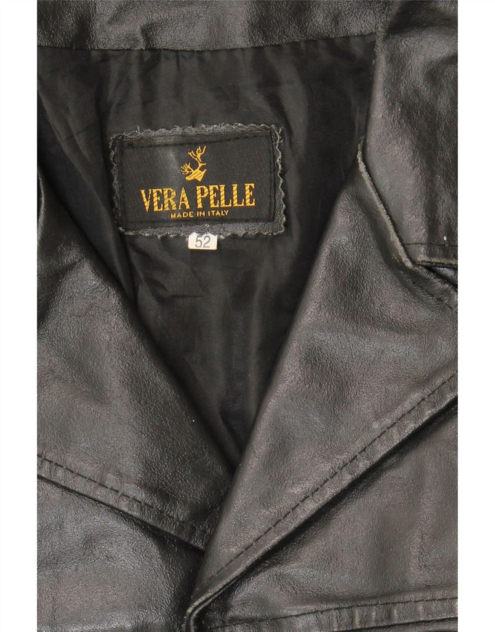 VINTAGE Ανδρικό Δερμάτινο Μπουφάν IT 52 XL Μαύρο Δερμάτινο