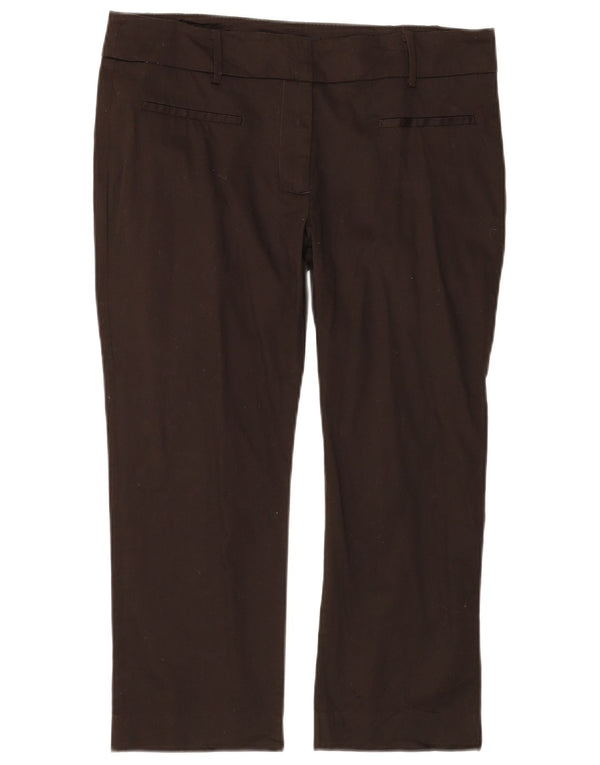 ZARA Womens Straight Cropped Trousers EU 44 XL W34 L23 Brown Cotton