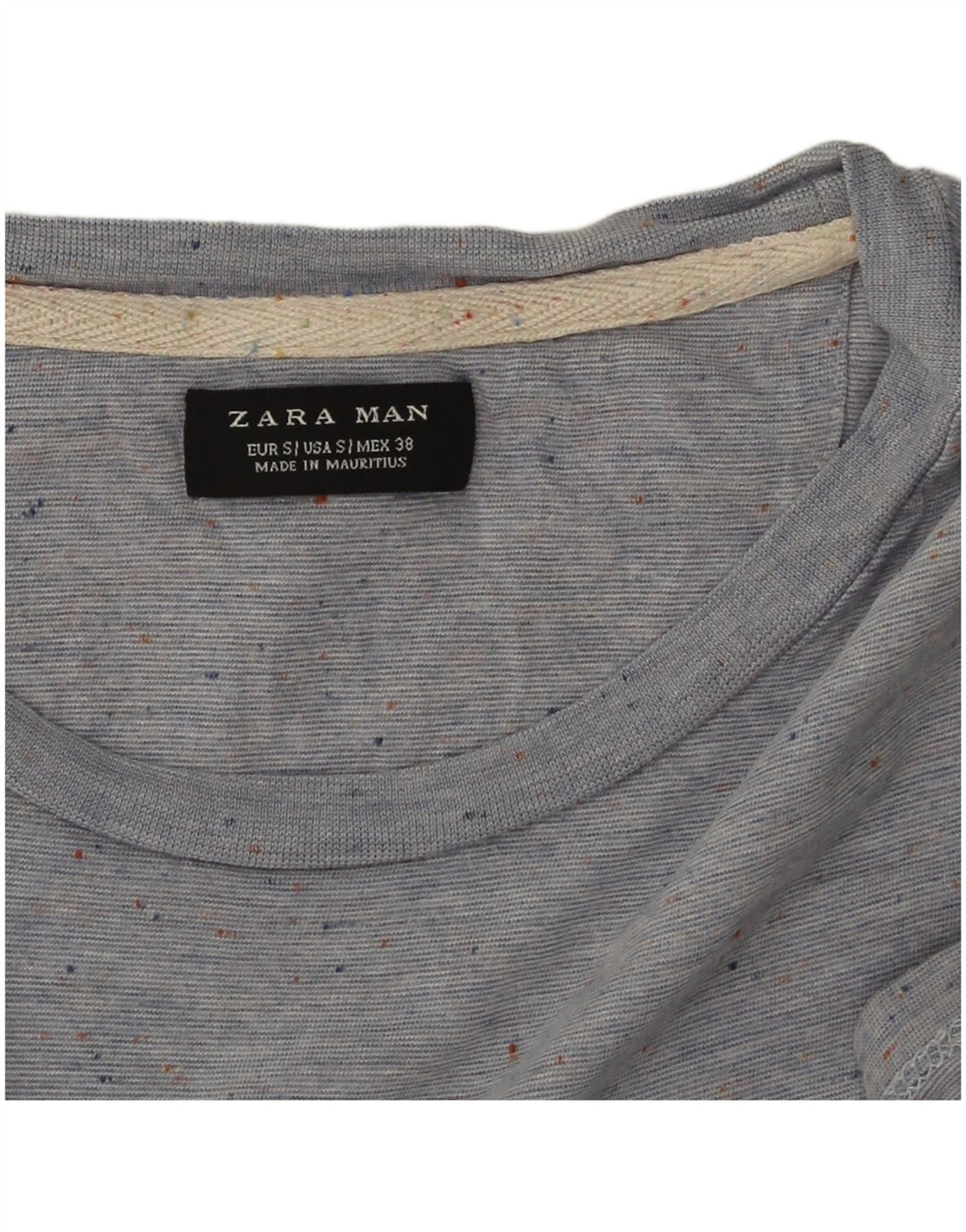 Zara Ανδρικό T-Shirt Top Small Blue Flecked