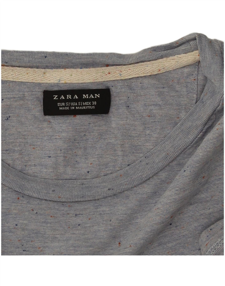 Zara Ανδρικό T-Shirt Top Small Blue Flecked