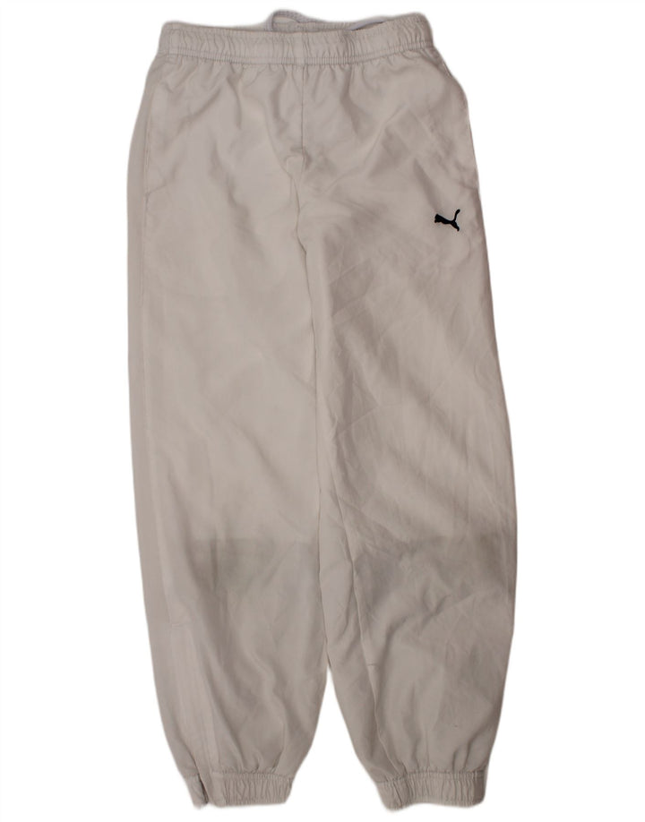 PUMA Boys Tracksuit Trousers Joggers 9-10 Years White Polyester