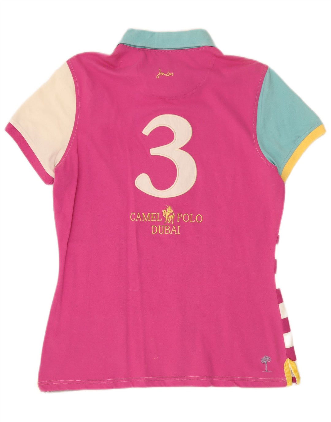 TOM JOULE Γυναικεία μπλουζάκι ράγκμπι πόλο Ντουμπάι γραφικό UK 16 μεγάλο πολύχρωμο