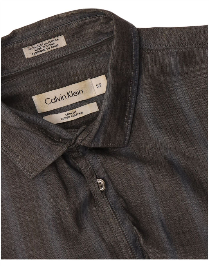 Ανδρικό πουκάμισο Calvin Klein Slim Fit Μικρό Γκρι βαμβακερό ψαροκόκκαλο