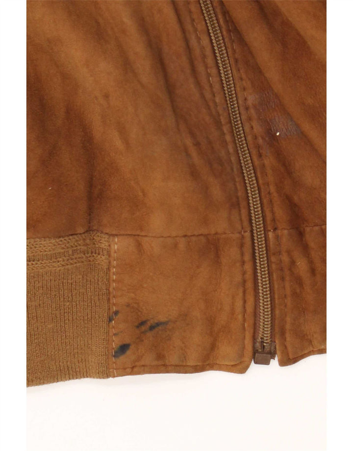 Vintage Ανδρικό Suede Bomber Jacket UK 42 XL Καφέ Δερμάτινο