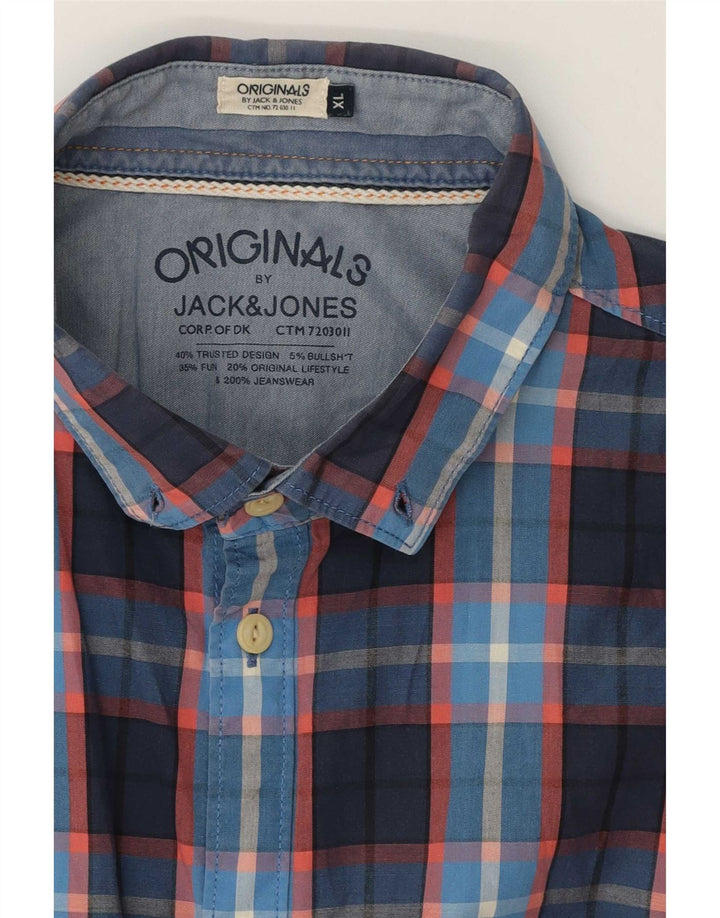 Jack & Jones Ανδρικό κοντομάνικο πουκάμισο XL Navy Blue Check