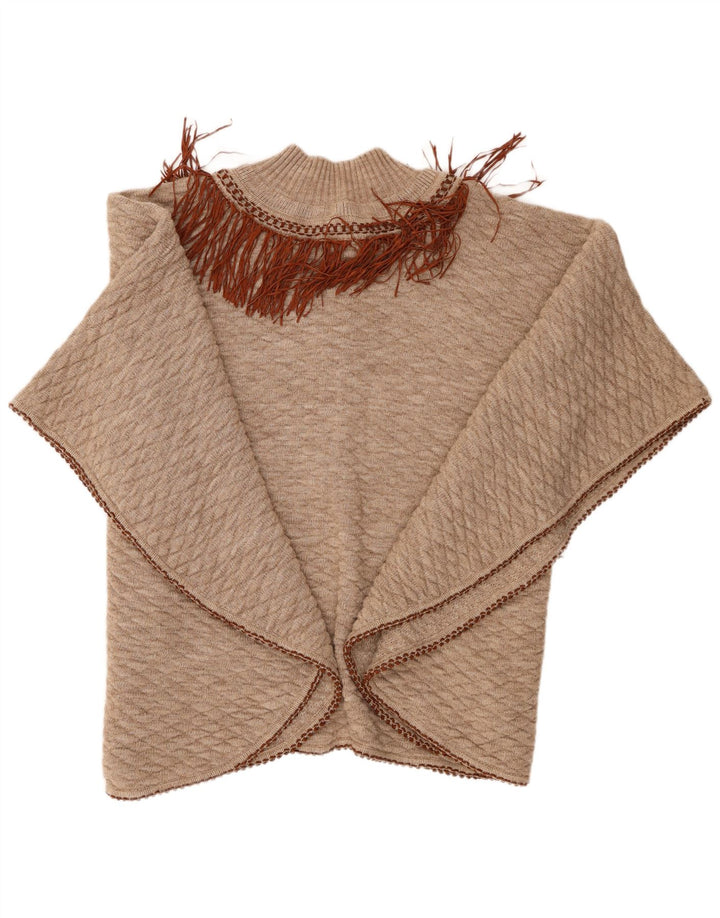 ONYX Γυναικείο Poncho Jumper One Size Μπεζ μαλλί