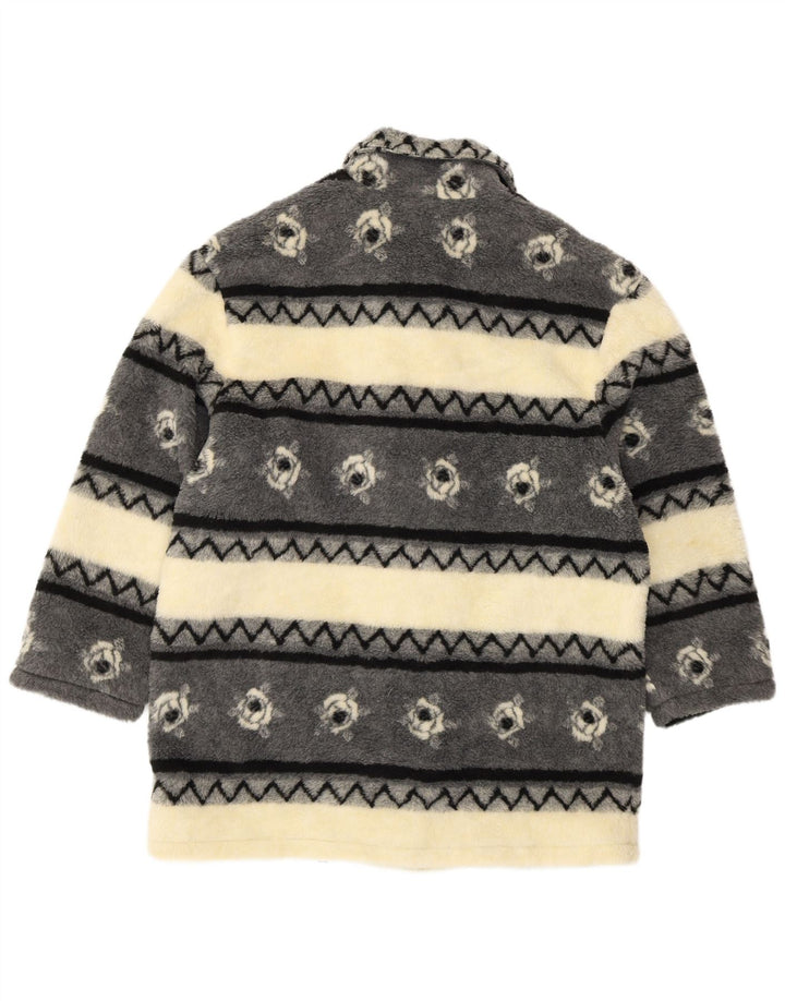 VINTAGE Γυναικείο παλτό Sherpa Windbreaker UK 20/22 2XL μπεζ ριγέ