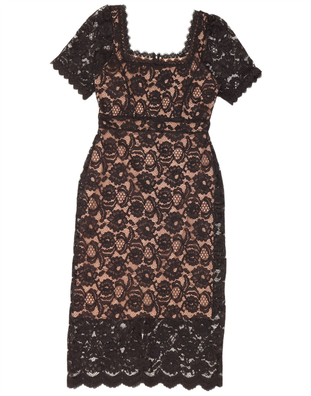 LIPSY Γυναικείο Δαντελένιο Φόρεμα UK 10 Small Black Floral Polyester