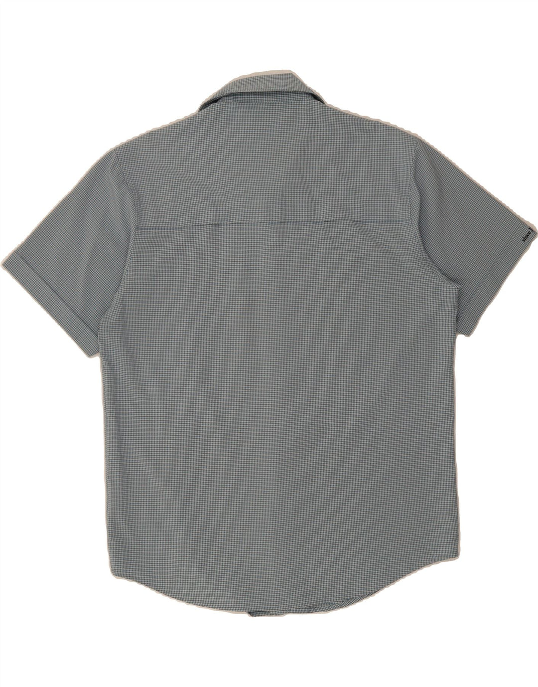 JACK WOLFSKIN Mens Travel Short Sleeve Shirt Large Blue Check Polyester Vintage Jack Wolfskin and Second-Hand Jack Wolfskin from Messina Hembry 