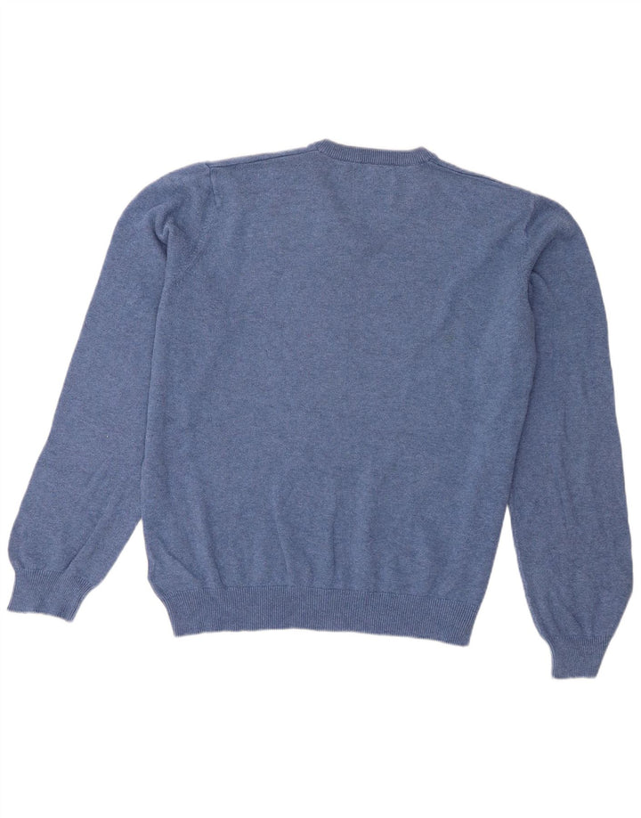 Marks & Spencer Ανδρικό πουλόβερ με λαιμόκοψη με λαιμόκοψη μεγάλο μπλε βαμβακερό