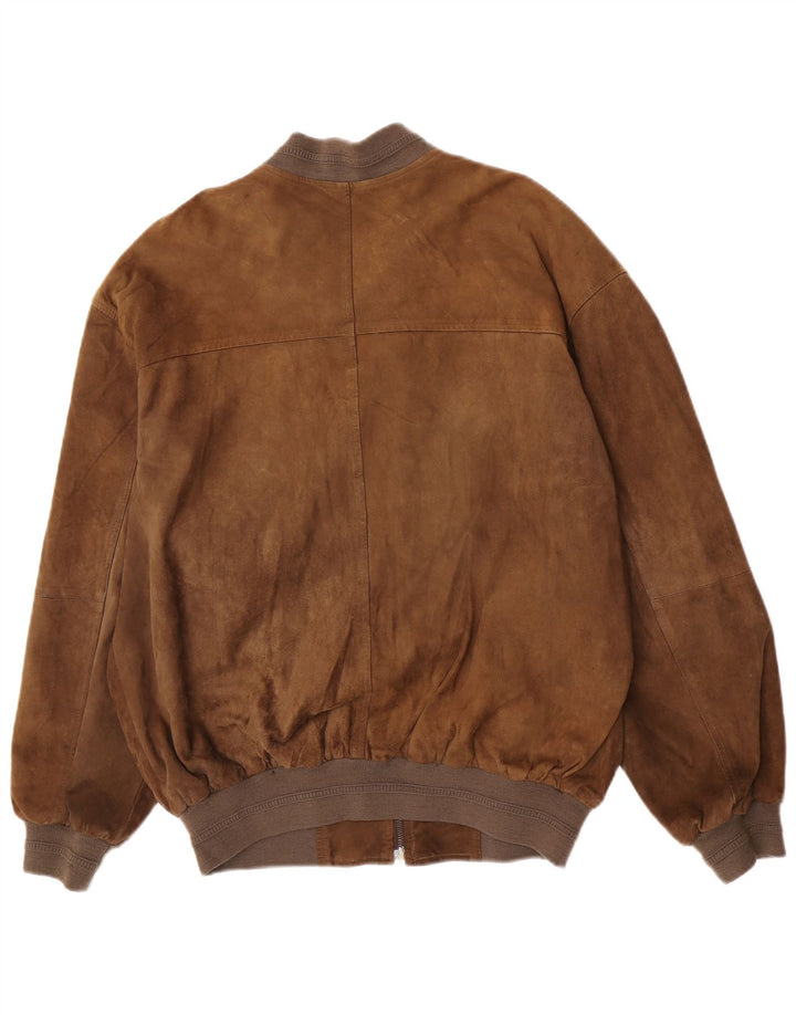 Montes Ανδρικό Suede Bomber Jacket EU 52 XL Καφέ Δερμάτινο