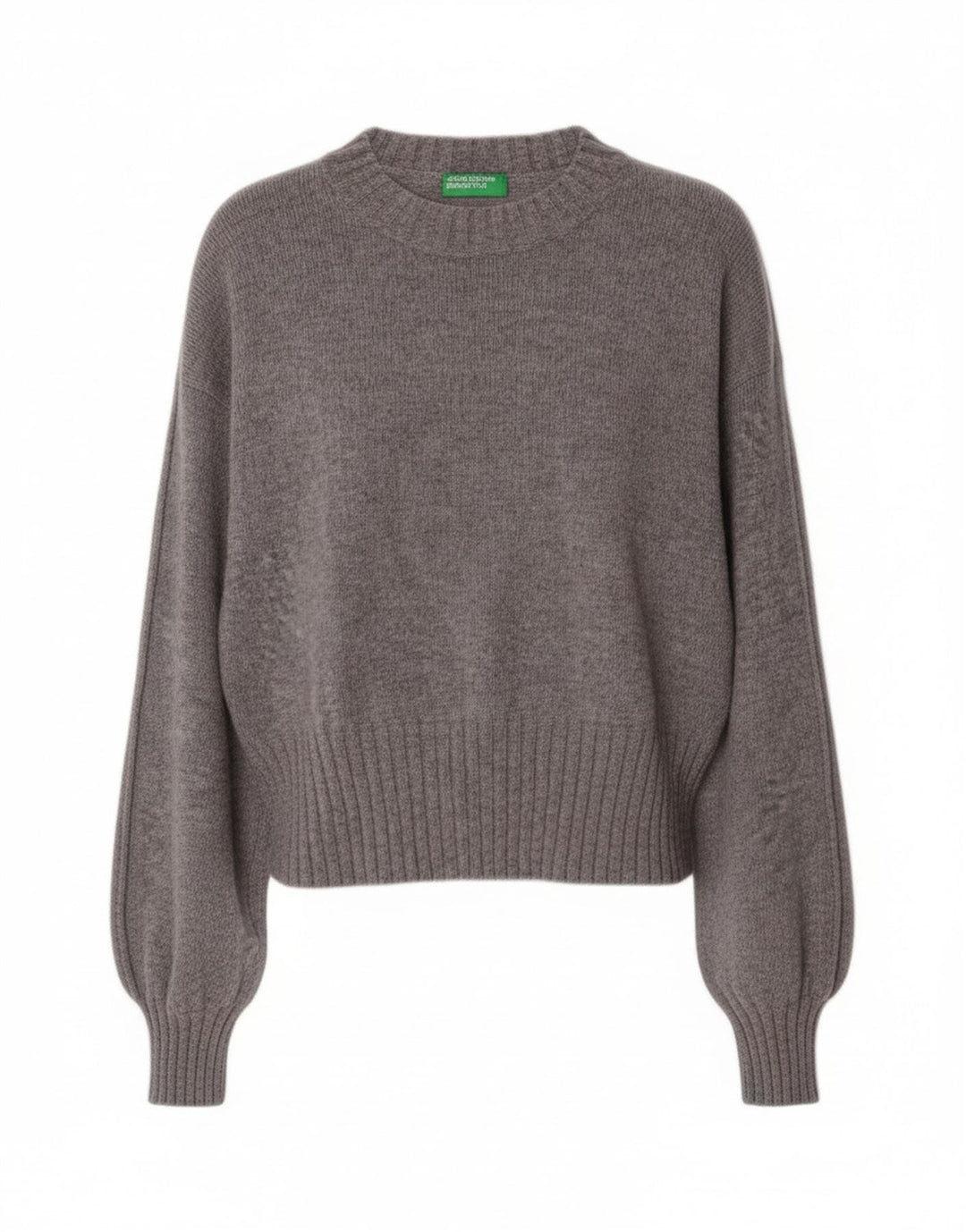 Γυναικείο πουλόβερ Benetton Crop Boat Neck Jumper UK 10 Small Grey Wool