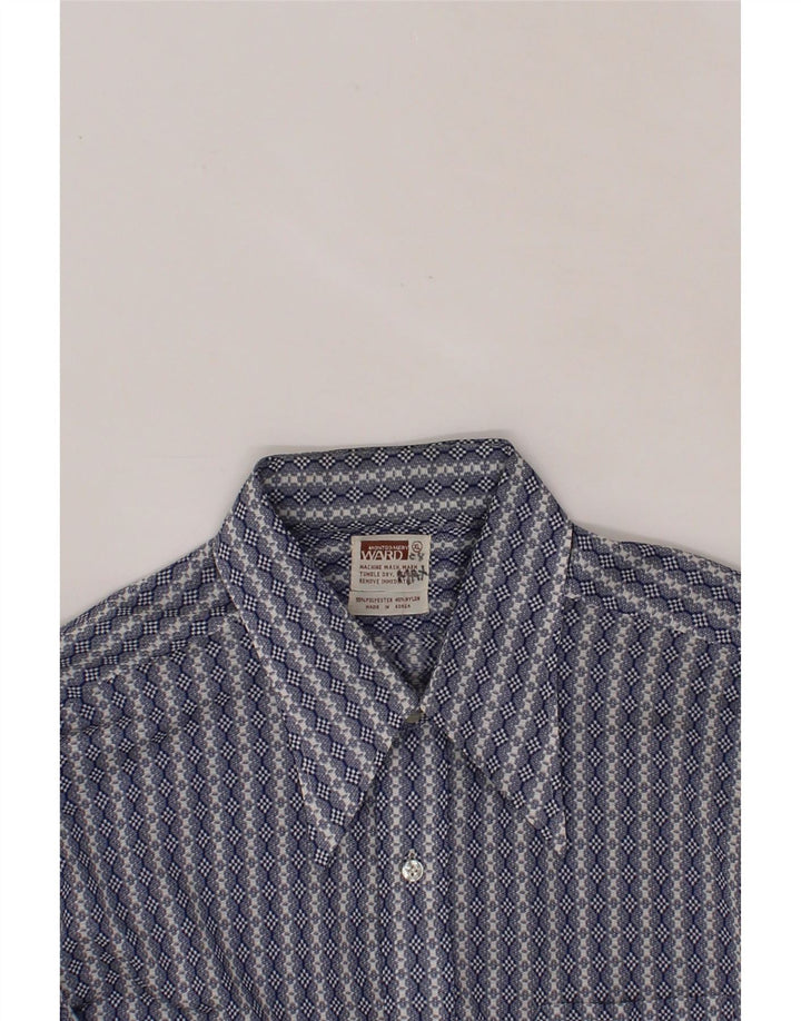MONTGOMERY Mens Shirt XL Blue Striped Polyester Vintage MONTGOMERY and Second-Hand MONTGOMERY from Messina Hembry 