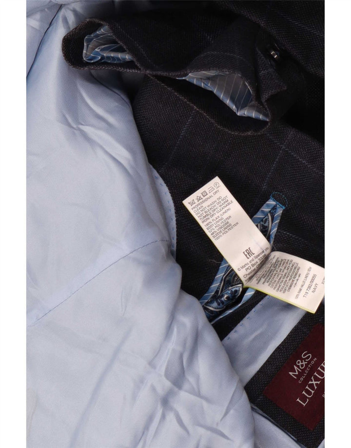 Marks & Spencer Ανδρικό σακάκι μπλέιζερ με 2 κουμπιά UK 44 XL Navy Blue Check Λευκό