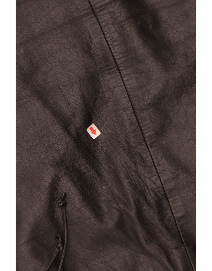 Γυναικεία Δερμάτινη Φούστα VINTAGE EU 34 XS W24 Μαύρη Δερμάτινη