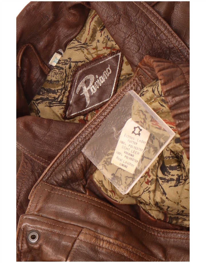Ανδρικό δερμάτινο μπουφάν Paviano Loose Fit UK 36 Small Brown Leather