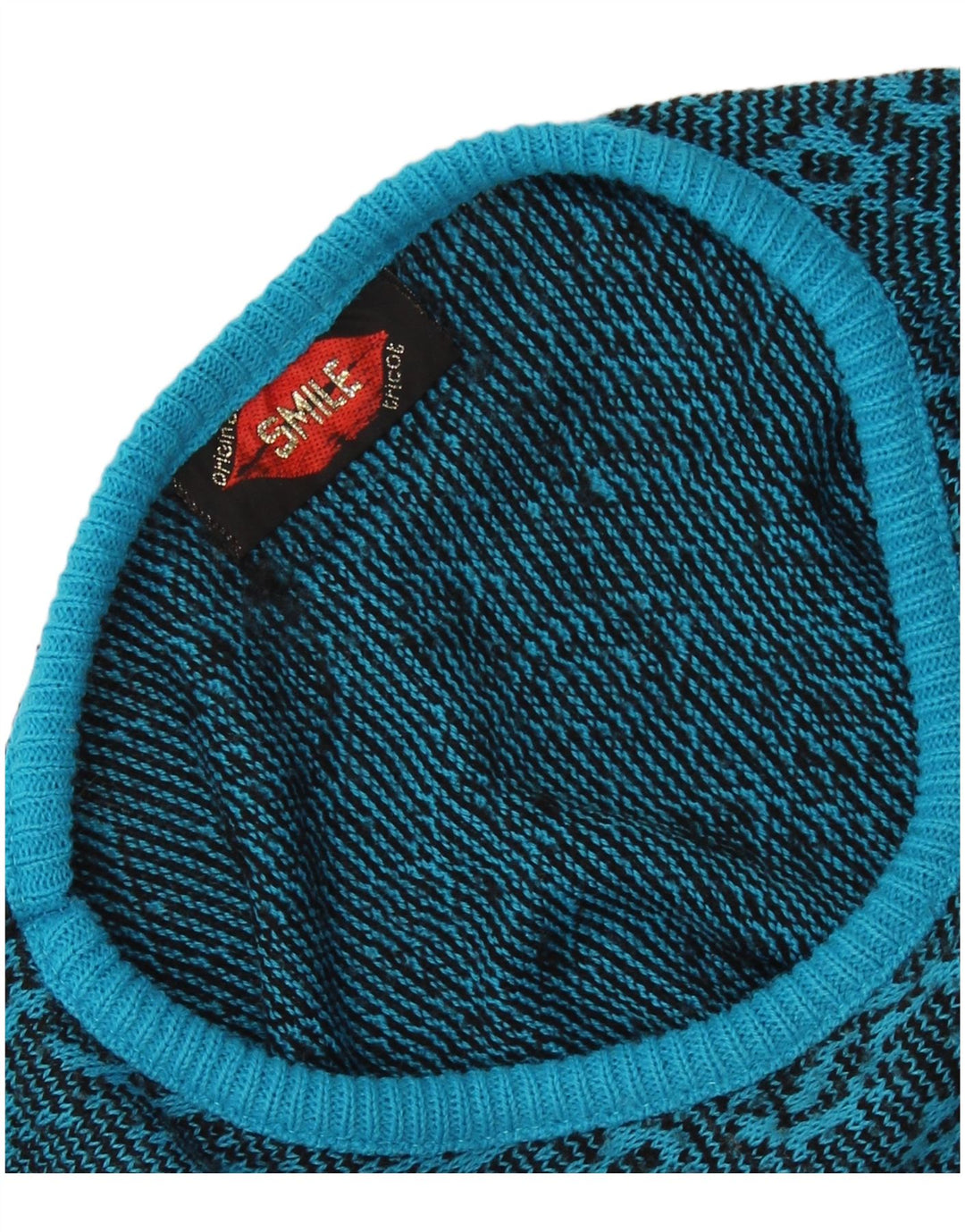 VINTAGE Γυναικείο πουλόβερ με λαιμόκαυστο UK 16 Large Blue Paisley