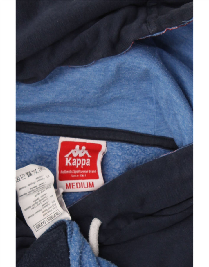 KAPPA Mens Graphic Hoodie Jumper Medium Navy Blue Colourblock Polyester Vintage Kappa and Second-Hand Kappa from Messina Hembry 
