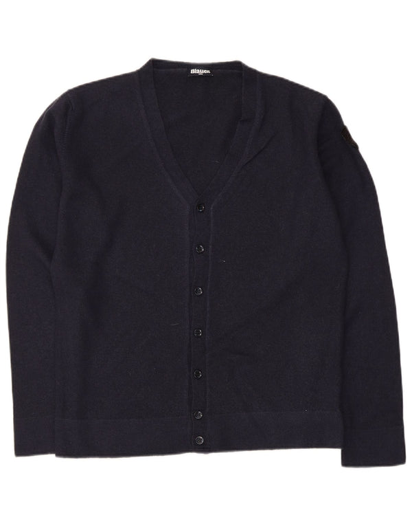 Blauer Γυναικεία ζακέτα UK 14 Large Navy Blue Wool