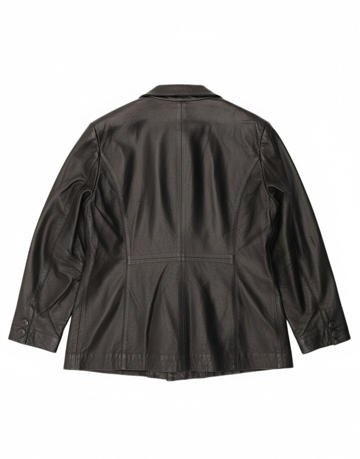 MICHEL Womens Leather Jacket IT 48 XL Black Leather