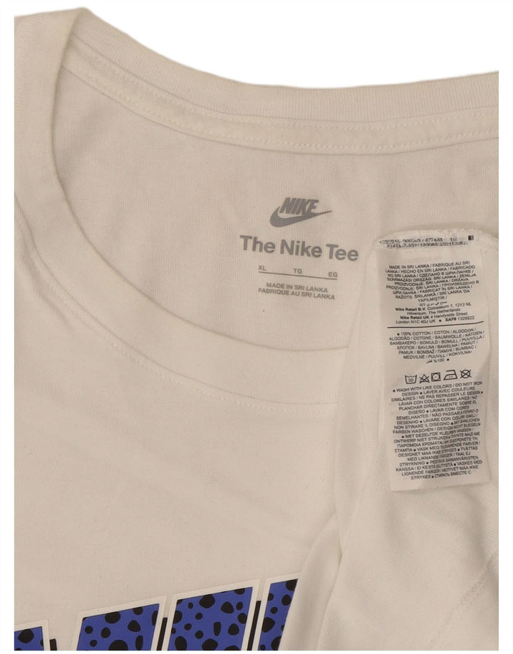 Ανδρικό γραφικό μπλουζάκι Nike XL λευκό βαμβακερό