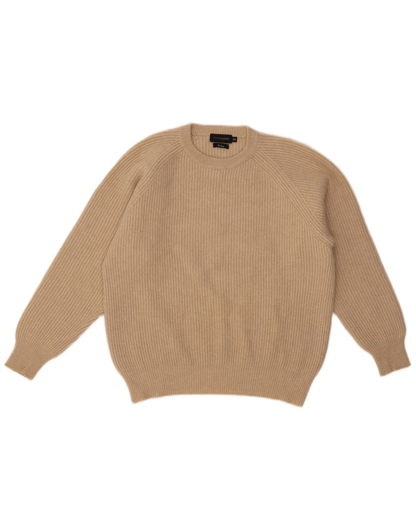 Vintage Womens Crew Neck Jumper Sweater IT 48 XL Beige Merino Wool