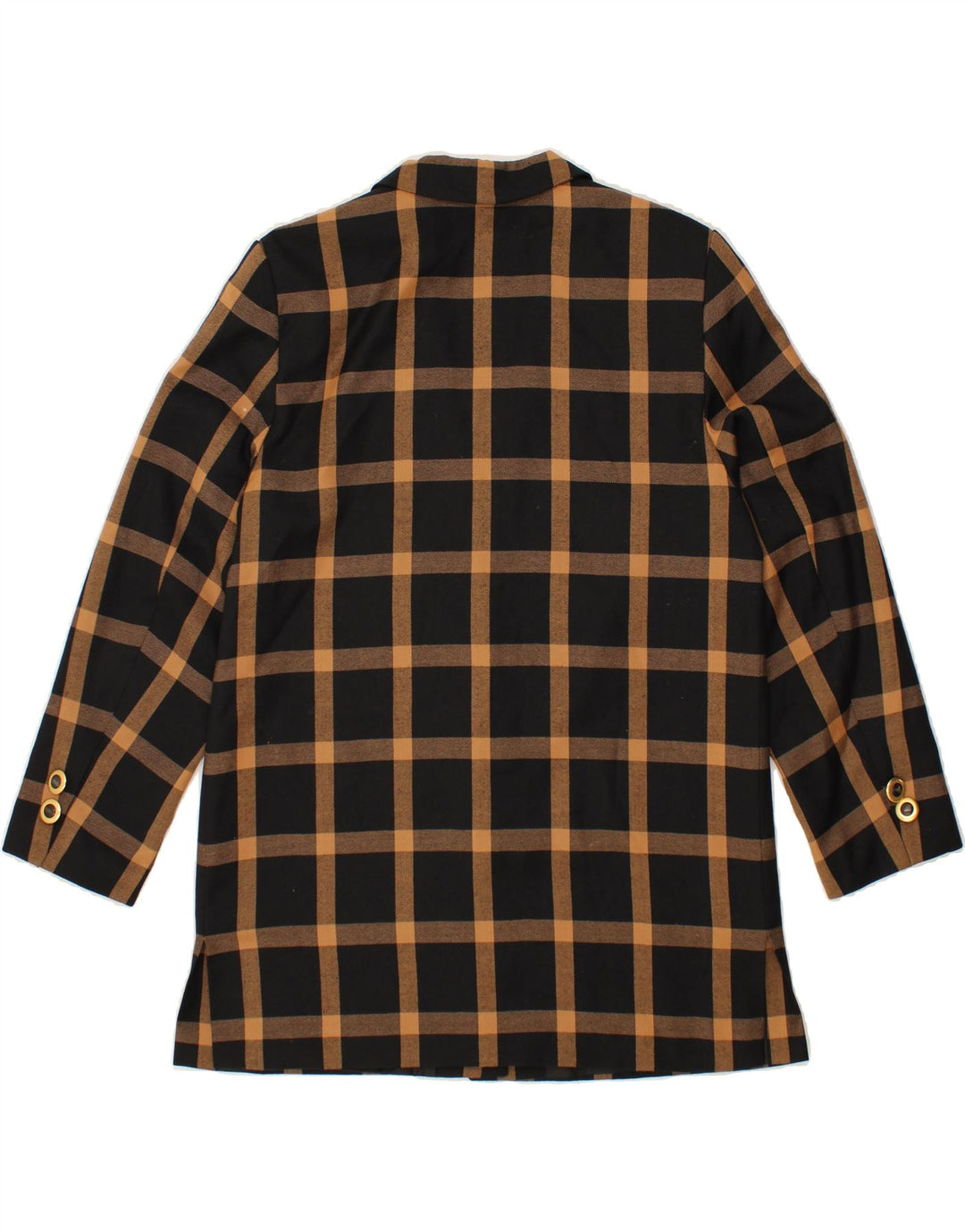 HUCKE Womens 2 Button Blazer Jacket UK 16 Large Black Check Virgin Wool Vintage Hucke and Second-Hand Hucke from Messina Hembry 