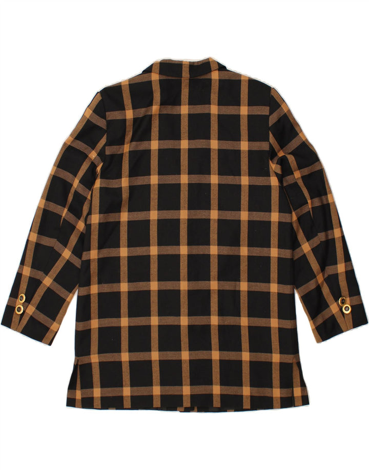 HUCKE Womens 2 Button Blazer Jacket UK 16 Large Black Check Virgin Wool Vintage Hucke and Second-Hand Hucke from Messina Hembry 