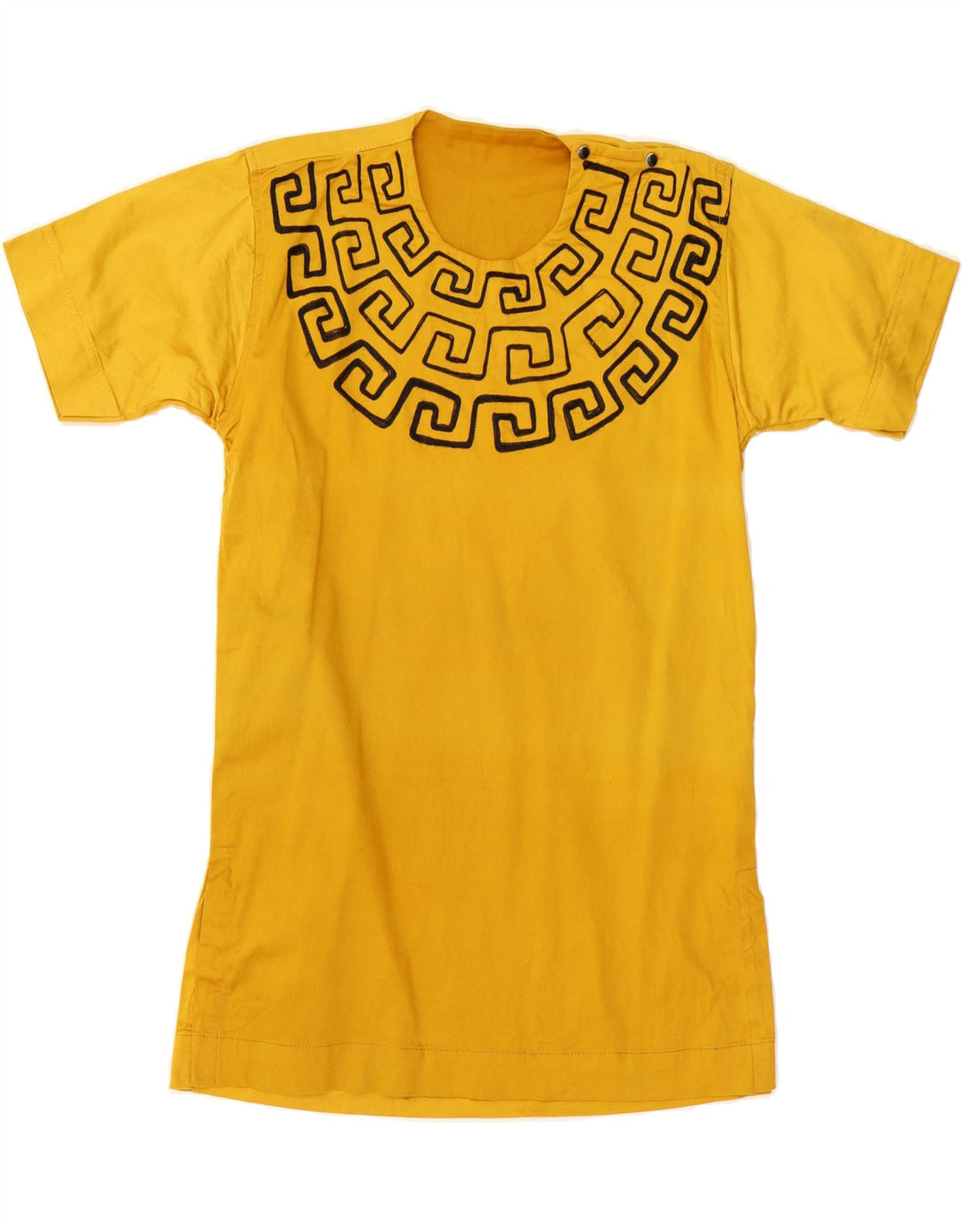 VINTAGE Womens Abstract Pattern Tunic Dress UK 14 Medium Yellow Vintage Vintage and Second-Hand Vintage from Messina Hembry 
