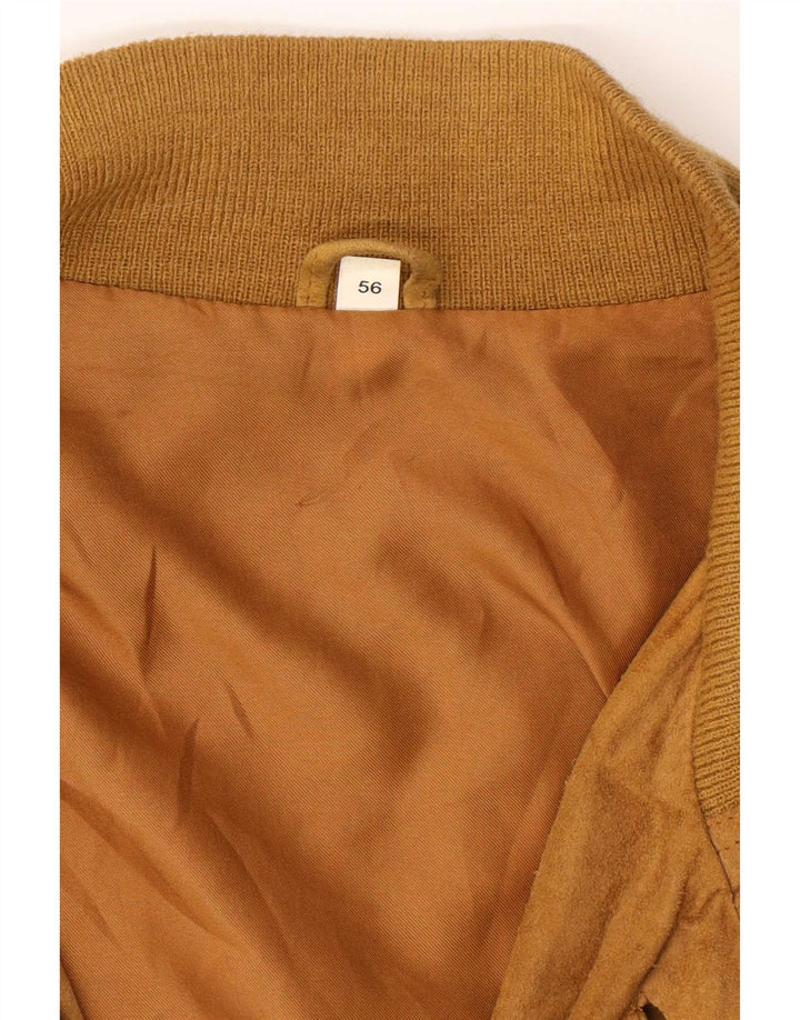 Vintage Ανδρικό Suede Bomber Jacket IT 56 3XL Beige Leather