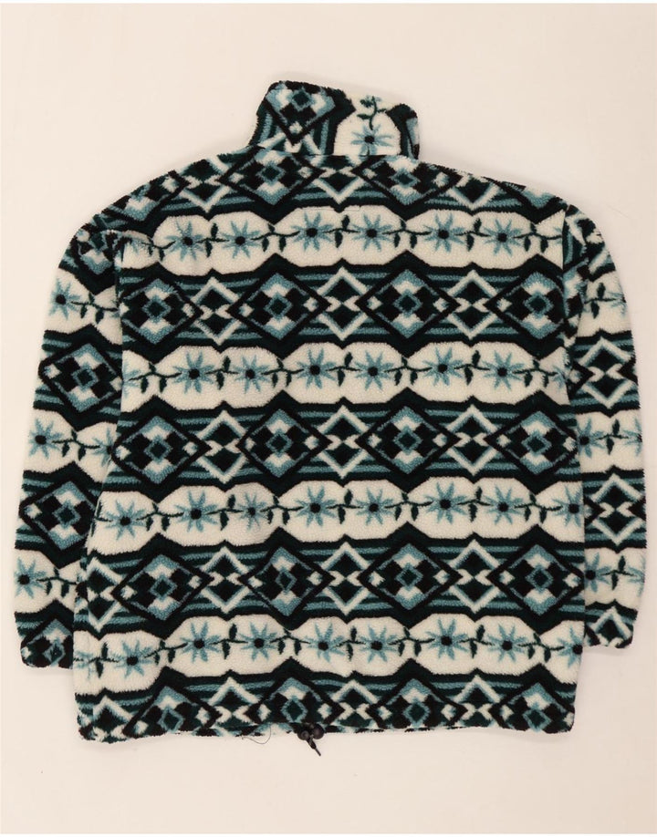 VINTAGE Ανδρικό Fleece Jacket UK 40 Large Blue Geometric