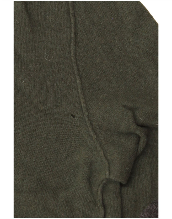 Γυναικείο πουλόβερ με λαιμόκοψη WOOLRICH UK 14 Medium Khaki Wool