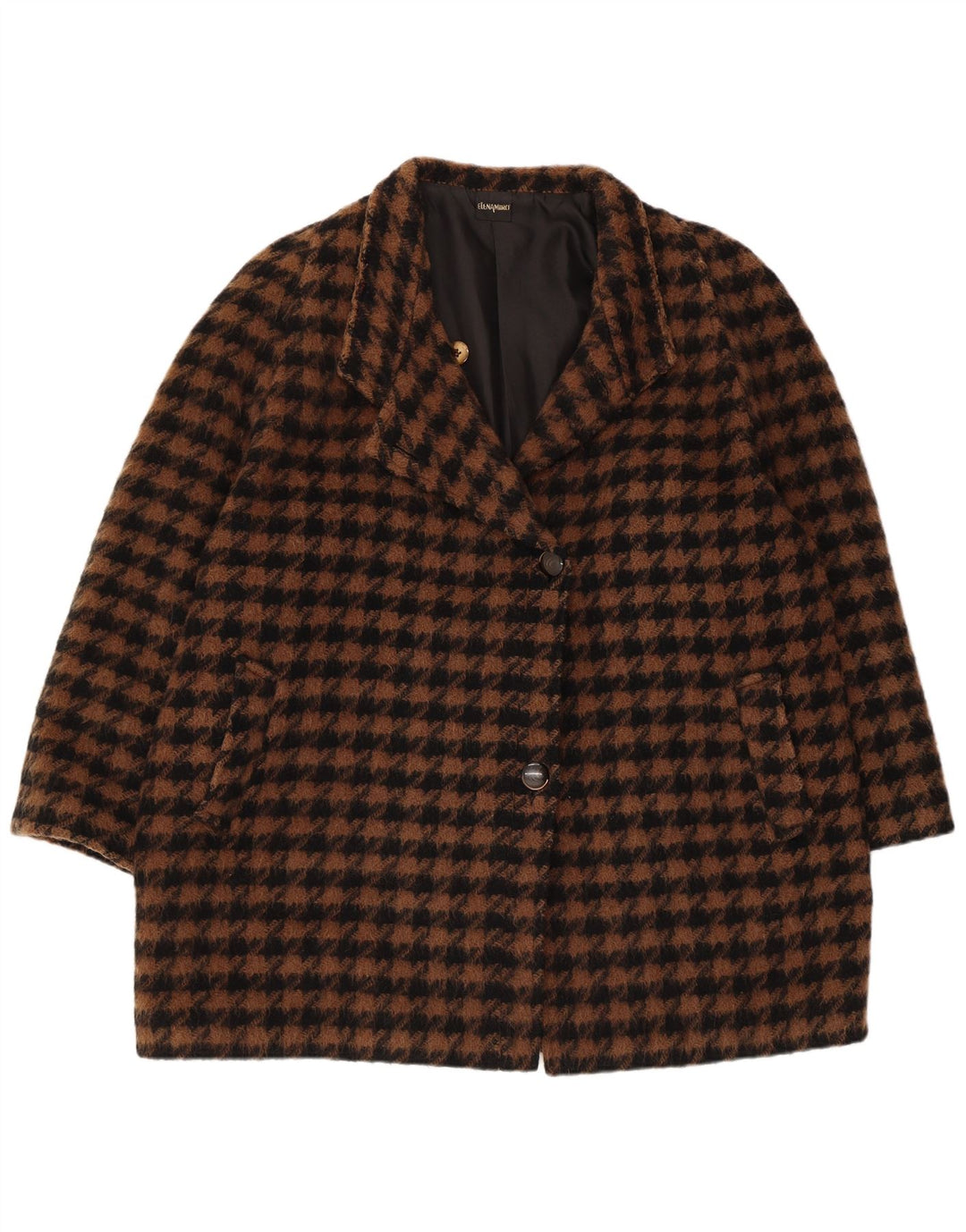 ELENA MIRO Γυναικείο Oversized Πανωφόρι IT 43 Μεσαίο Καφέ Houndstooth Retro