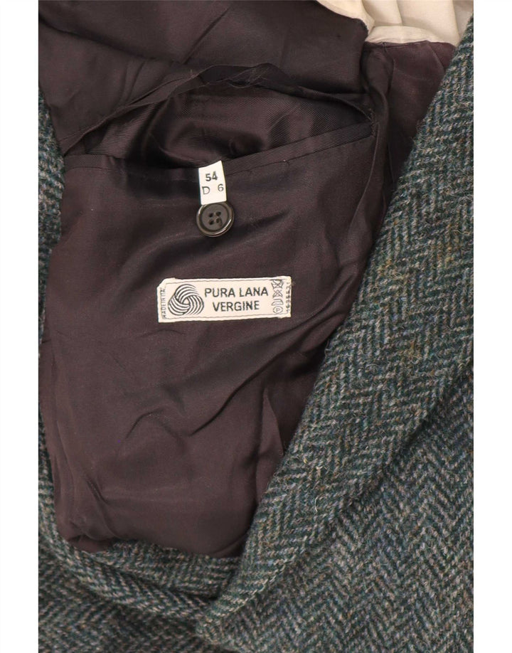 Harris Tweed Ανδρικό μπουφάν σακάκι 2 κουμπιών IT 54 2XL Πράσινο ψαροκόκαλο