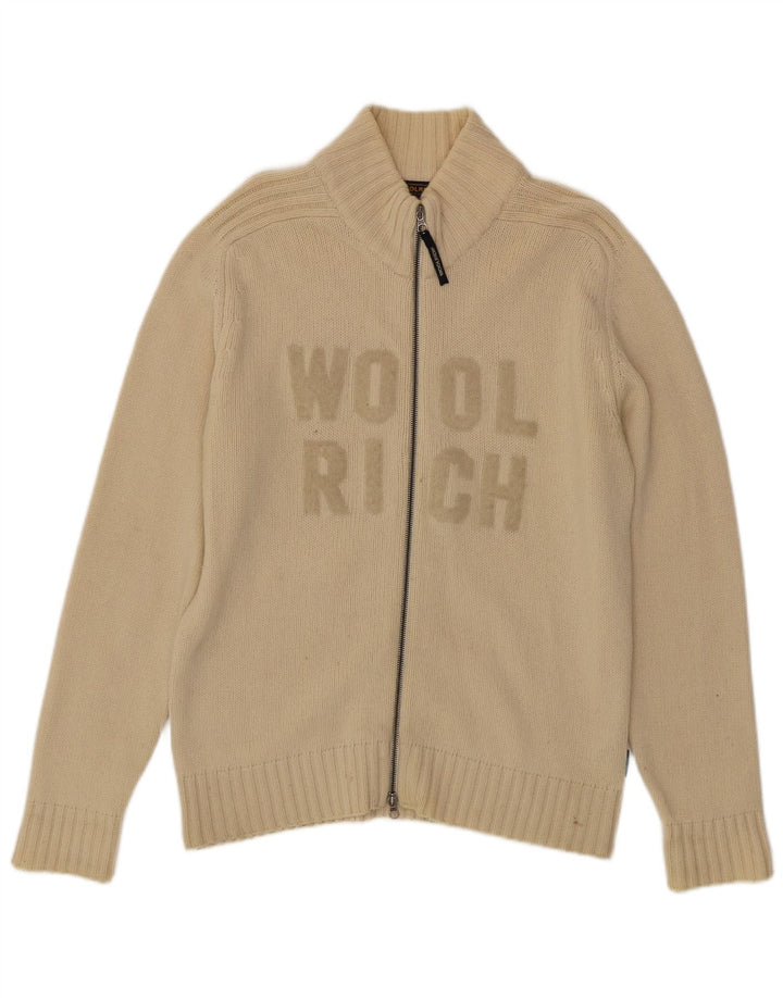 Ανδρικό πουλόβερ Woolrich Graphic Cardigan Μεσαίο μπεζ μαλλί