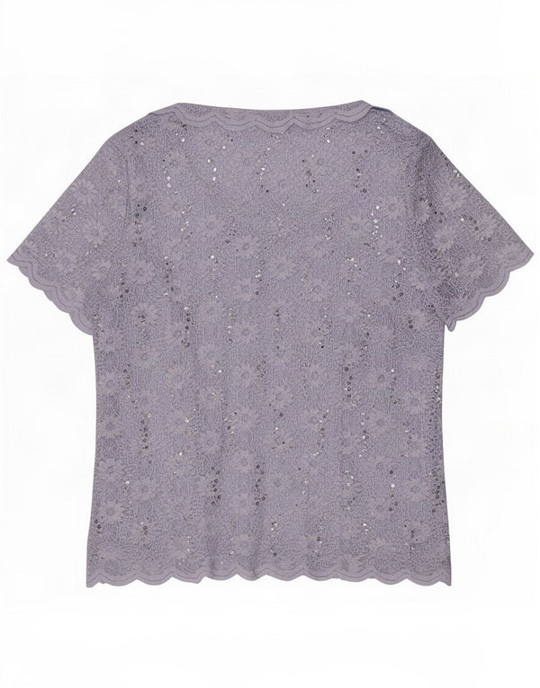 Jacques Vert Γυναικεία κοντομάνικη μπλούζα Top UK 20 2XL Blue Floral Polyamide