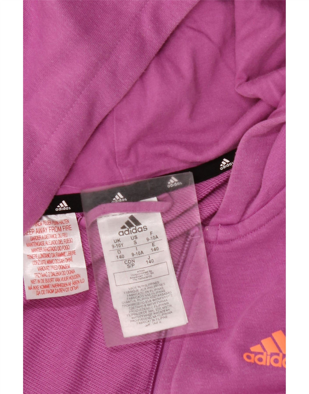 Γραφικό πουλόβερ με κουκούλα με φερμουάρ ADIDAS για κορίτσια 9-10 ετών Μωβ βαμβακερό