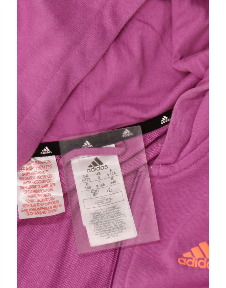 Γραφικό πουλόβερ με κουκούλα με φερμουάρ ADIDAS για κορίτσια 9-10 ετών Μωβ βαμβακερό