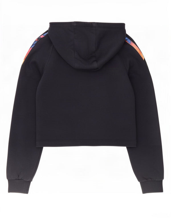 Adidas Girls Graphic Crop Hoodie Jumper 9-10 Years Navy Blue Cotton