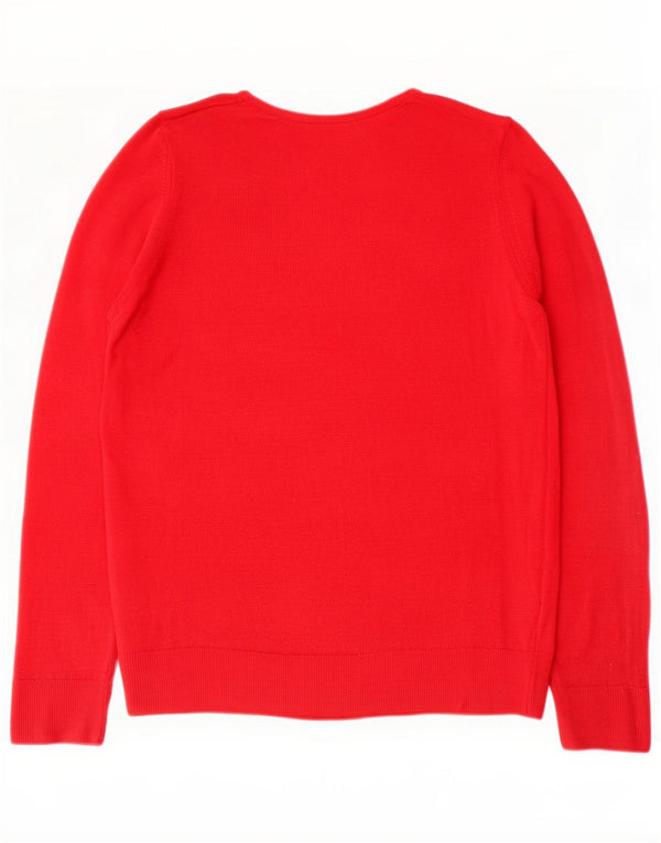 Marks & Spencer Womens Boat Neck Jumper πουλόβερ UK 14 medium Red Wool
