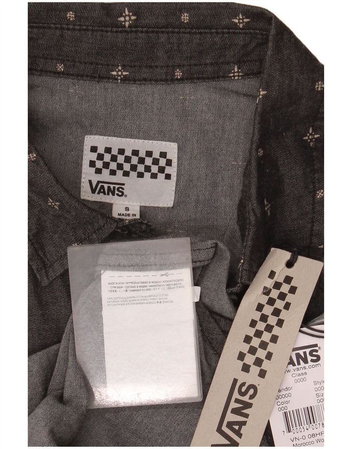 VANS Γυναικείο αμάνικο τζιν πουκάμισο UK 10 Μικρό βαμβακερό γκρι στίγματα