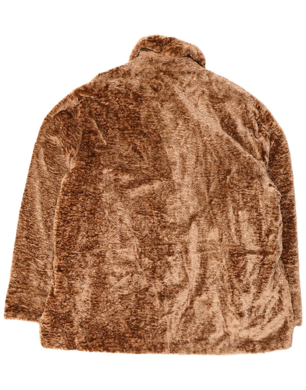 Vintage Γυναικείο Χαλαρό Μπουφάν από Faux Fur UK 18 XL Καφέ
