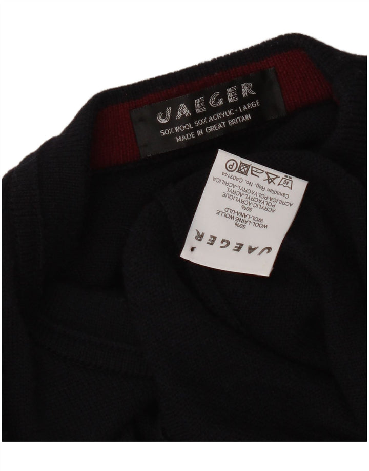 Ανδρικό Jaeger Graphic Crew Neck Jumper πουλόβερ Μεγάλο Μαλλί Navy Blue