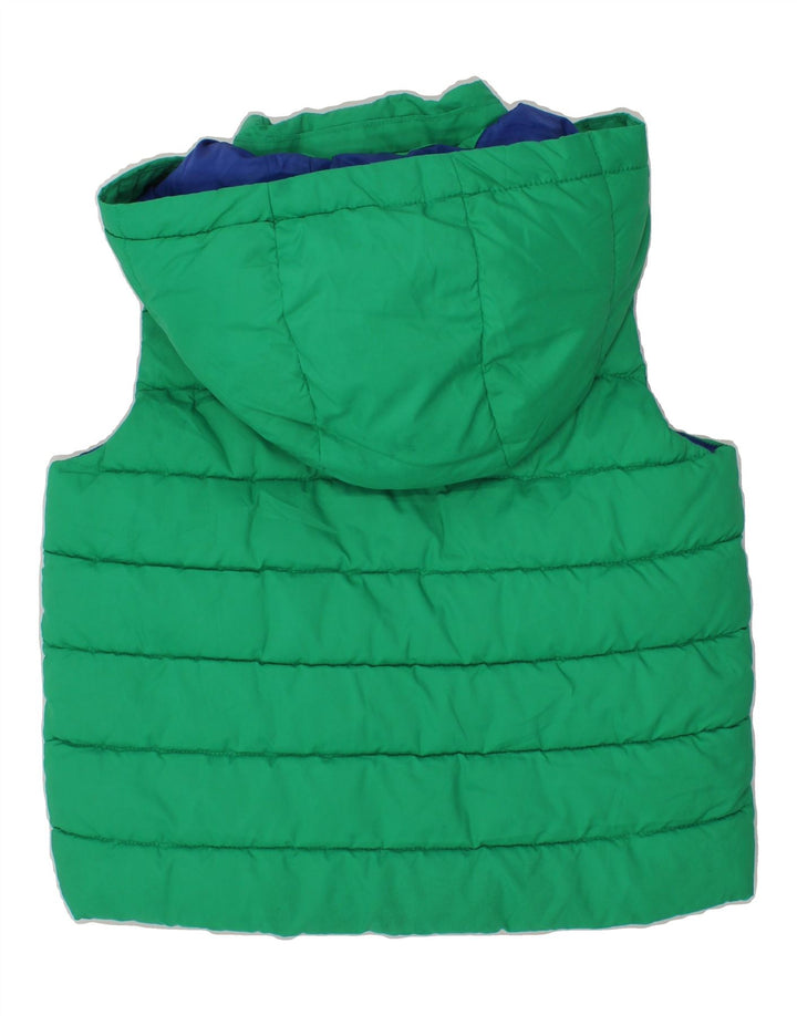 BENETTON Boys Hooded Padded Gilet 3-4 Years Green Polyester Vintage Benetton and Second-Hand Benetton from Messina Hembry 