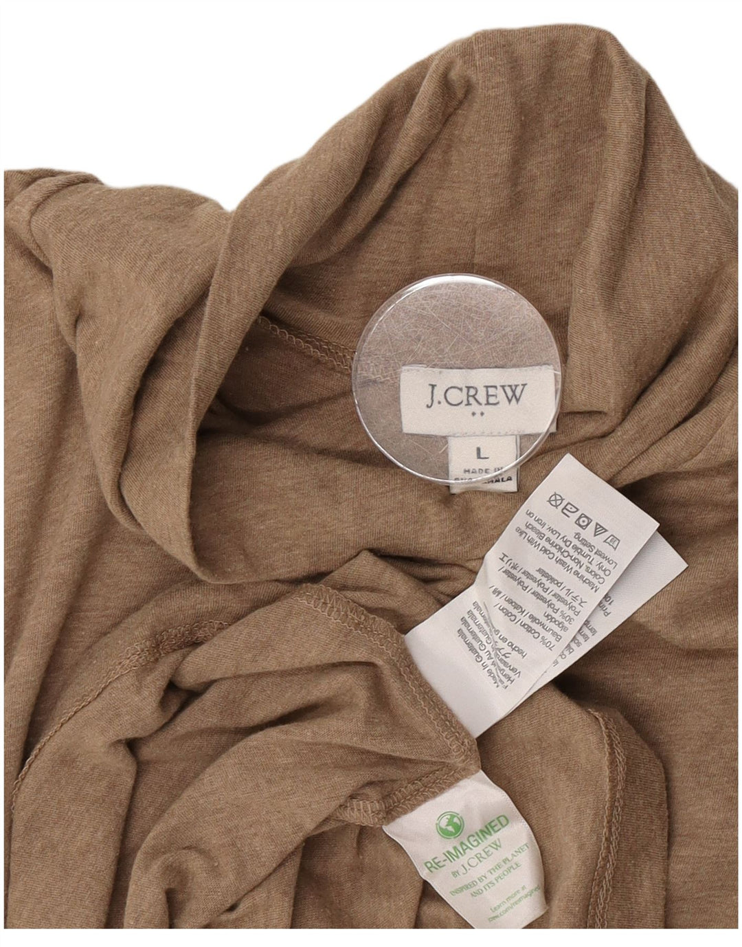 J. Crew Γυναικεία μπλούζα με ρολό μπλούζα UK 14 Large καφέ βαμβακερή