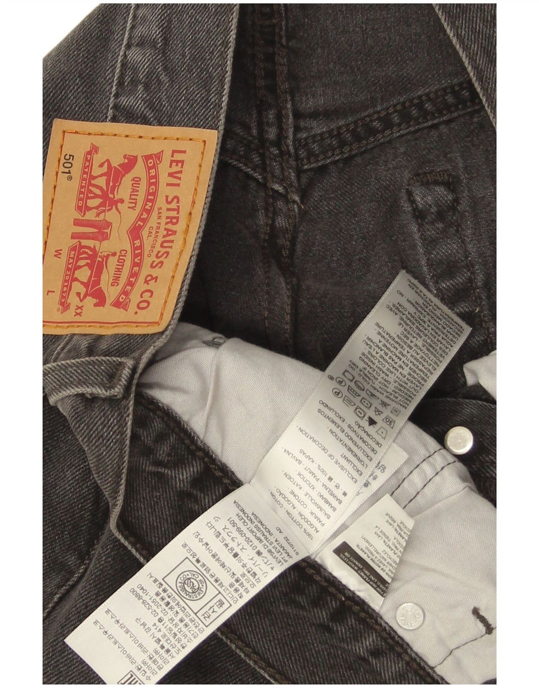 Levi's Mens 501 Straight Jeans W30 L28 Μαύρο Βαμβακερό